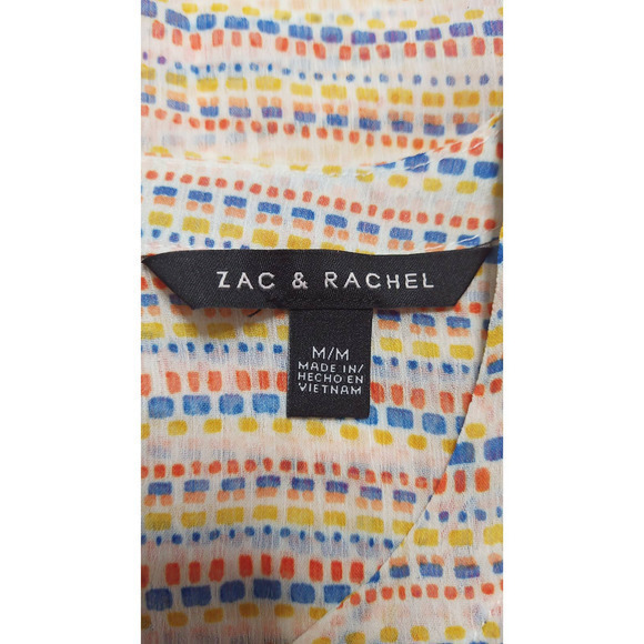 Zac & Rachel Sheer Ruffle Side Sleeveless Blouse Striped Size Medium - Picture 6 of 6